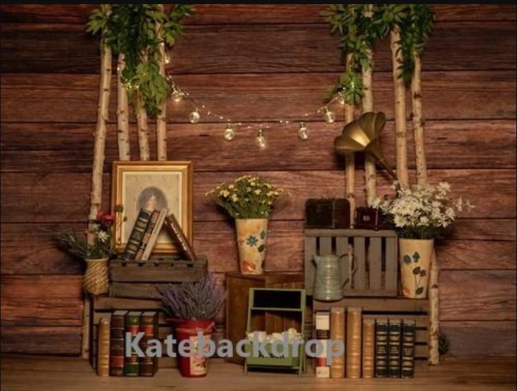 Katebackdrop鎷㈡綖Kate Valentine's Day Light Wooden Phonograph Backdrop Designed by Jia Chan