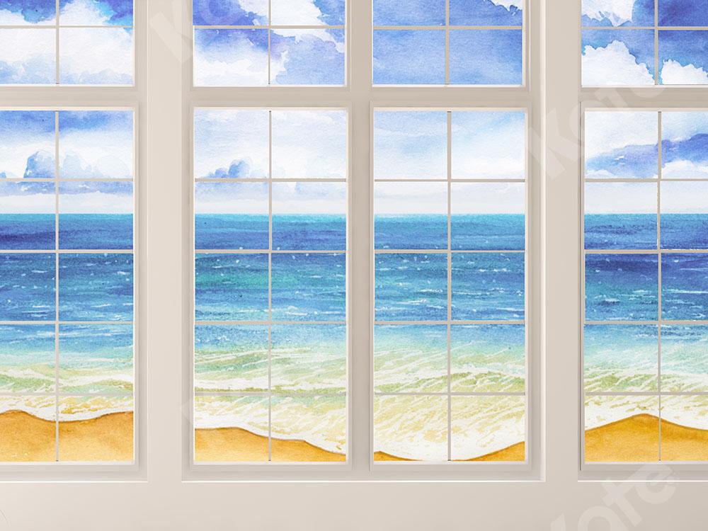 Kate Été Fenêtre Mer Plage Toile de fond conçue par Chain Photography - Kate Backdrop FR