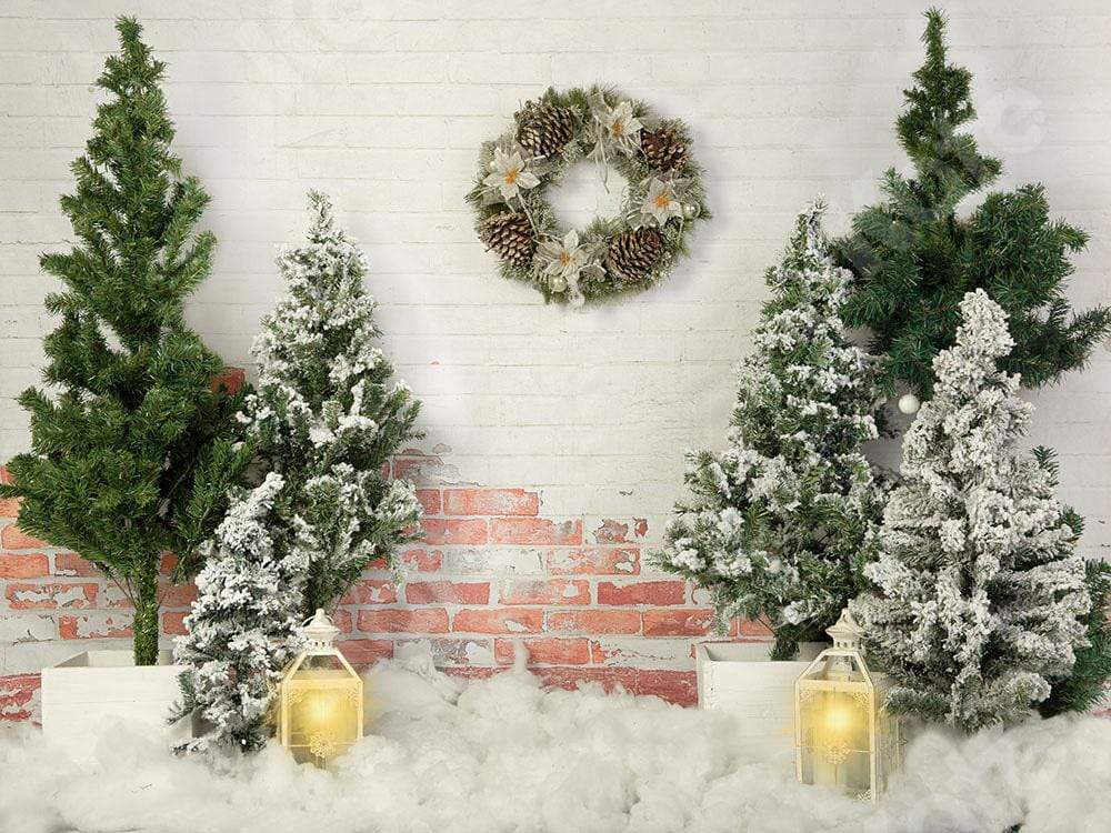 Kate Mur de briques Lumières Arbre de Noël Toile de fond conçu par Emetselch