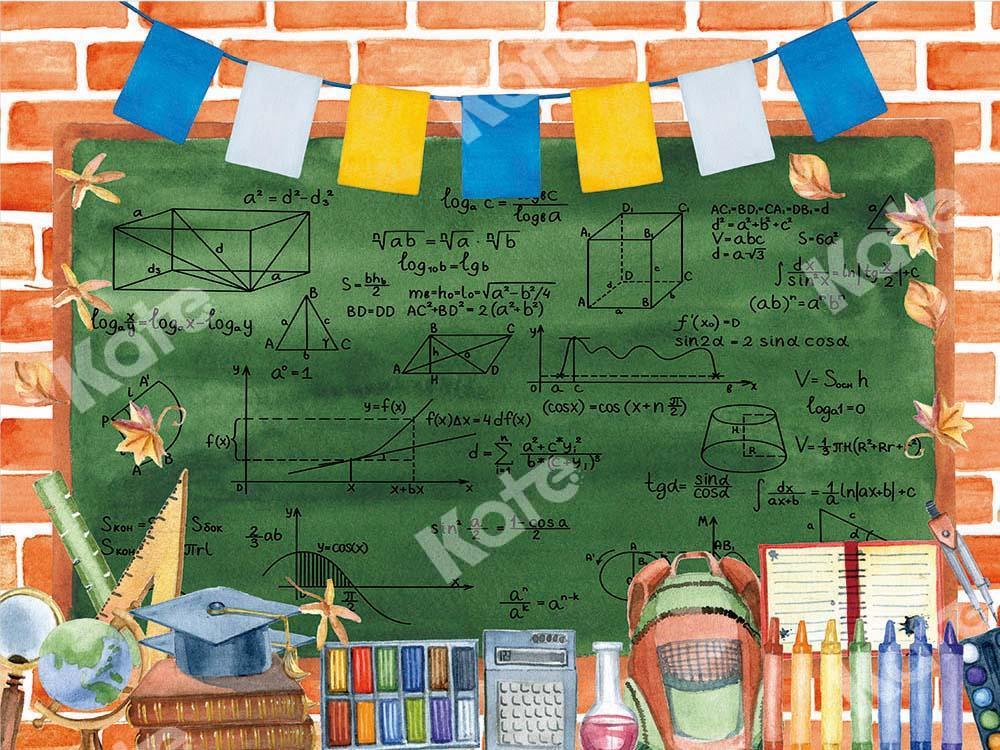 Kate retour à l'école fond mathématique tableau noir conçu par Chain Photographie - Kate Backdrop FR