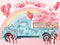 Kate Saint-Valentin Camion d'amour Toile de fond conçue par GQ - Kate Backdrop FR