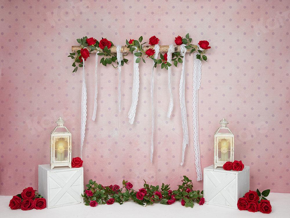 Kate Fond de mur rose avec roses de la Saint-Valentin conçu par Emetselch