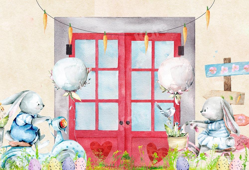 Kate Toile de fond de lapin de fenêtre rouge de Pâques conçu par Chain Photographie
