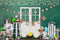 Kate Lumière Lapin Oeuf Pâques Porte blanche Vert Toile de fond conçue par Emet Selch - Kate Backdrop FR