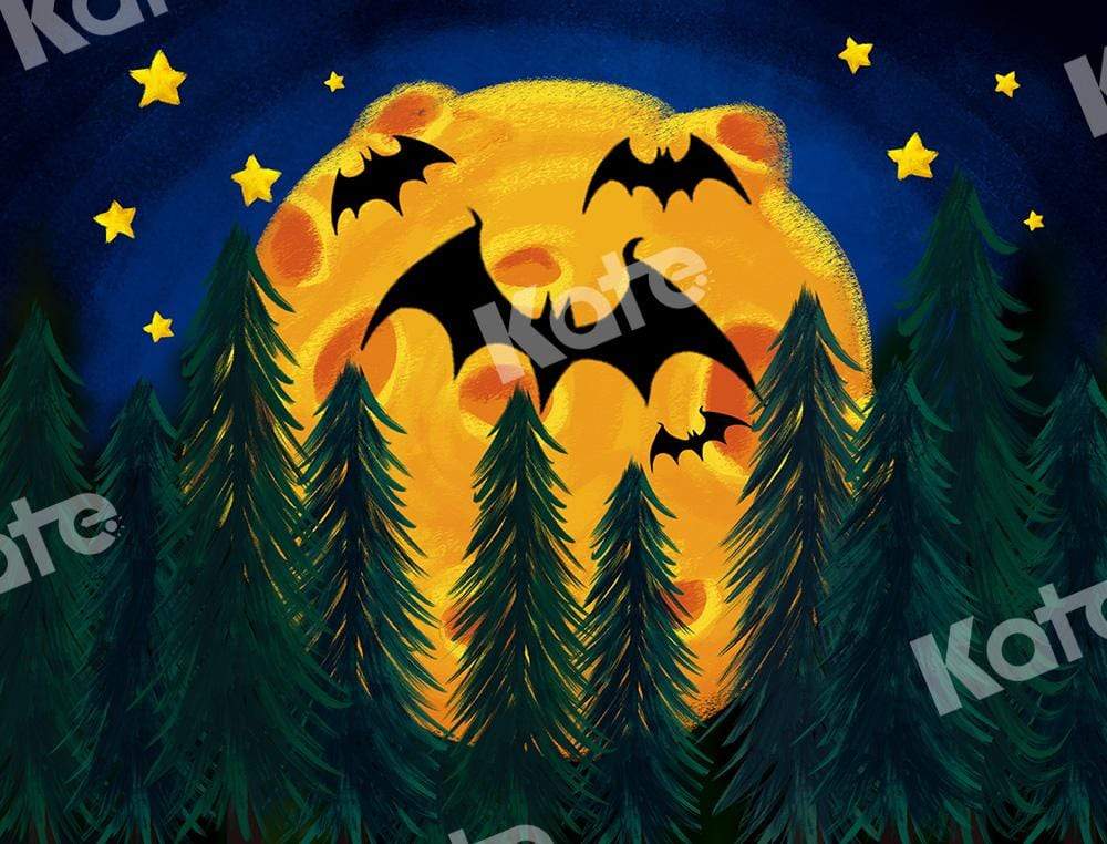 Kate Halloween toile de fond étoile lune forêt chauves-souris conçue par chaîne photographie
