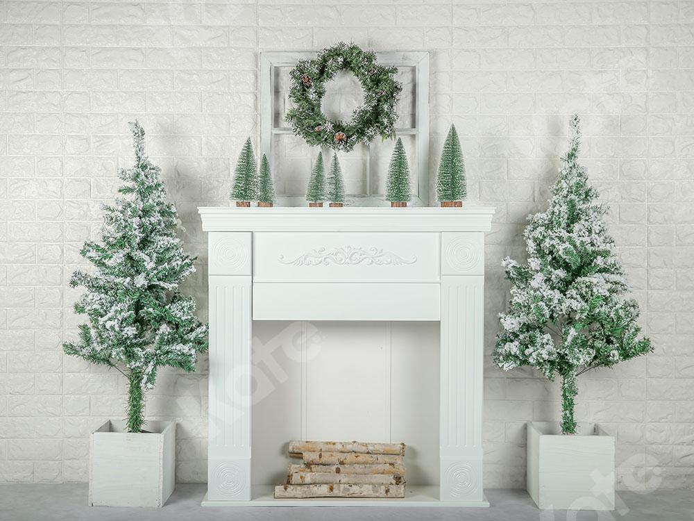 Kate Xmas Arbres de Noël de toile de fond avec cheminée conçu par Emetselch