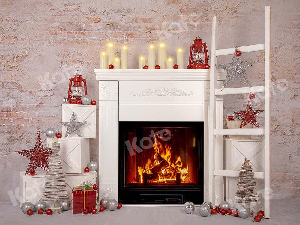 Kate Toile de fond de cheminée blanche de Noël conçue par Emetselch