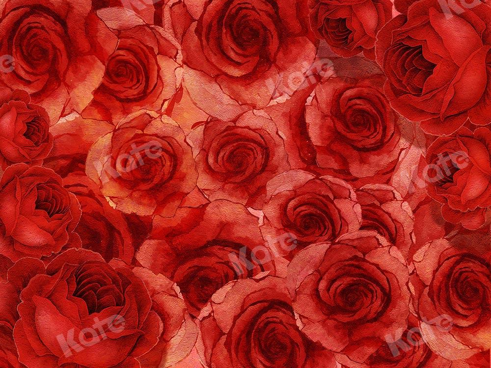 Kate Saint-Valentin Roses rouges Portrait Toile de fond conçue par Chain Photography