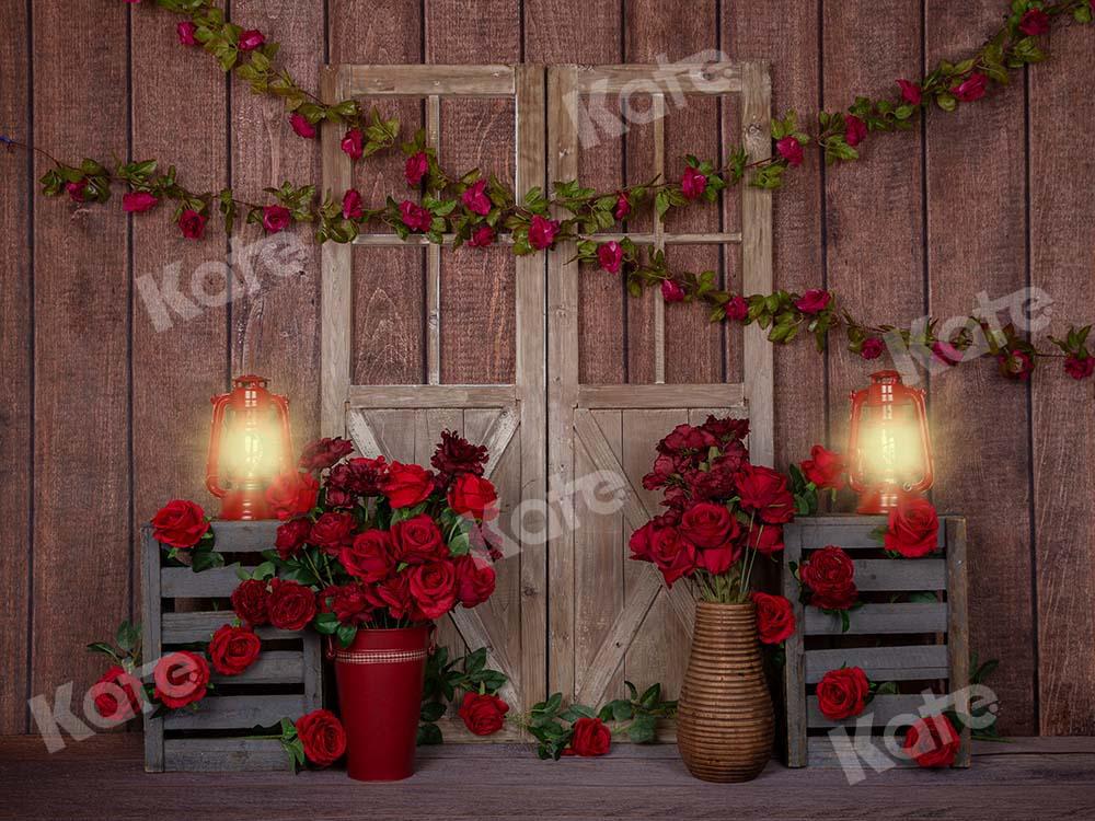 Kate Toile de fond de lumières en bois de roses rouges Saint-Valentin conçu par Emetselch