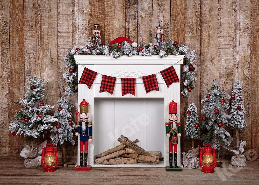 Kate Mur en bois Cheminée Noël Toile de fond conçue par Emetselch - Kate Backdrop FR