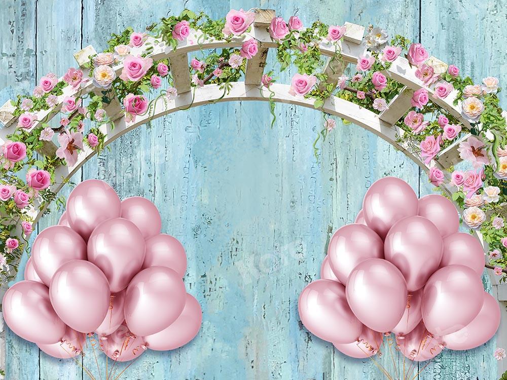 Kate Ballons Saint-Valentin Rose Arche florale Toile de fond conçue par Chain Photographie - Kate Backdrop FR