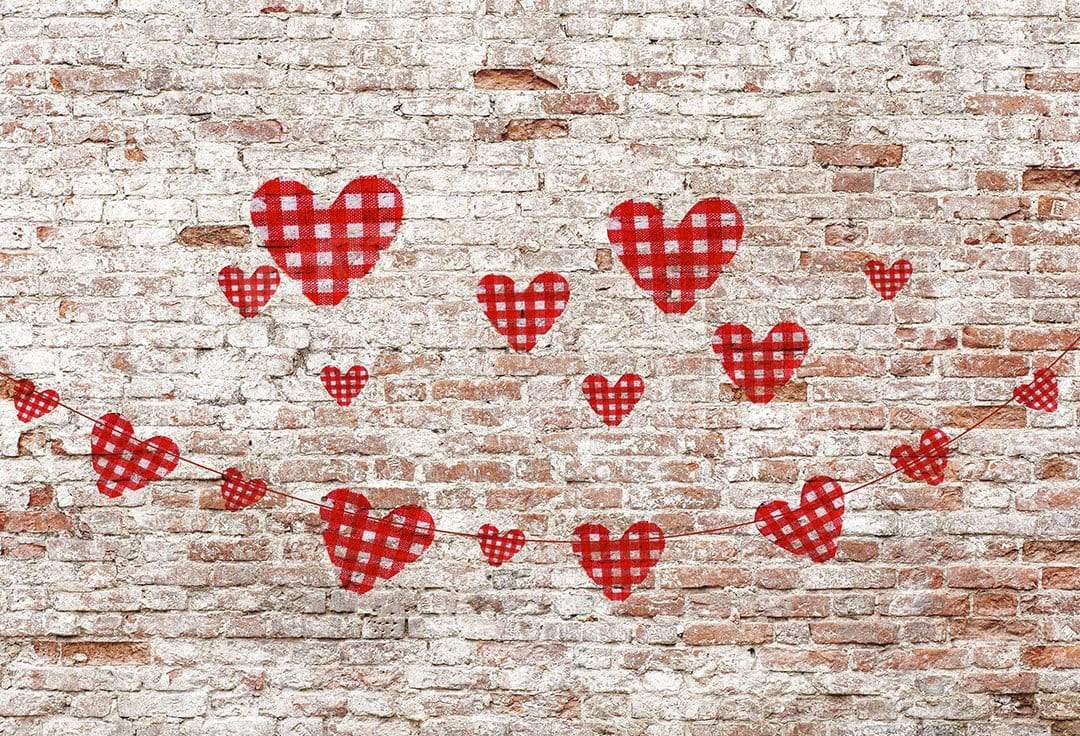 Kate toile de fond de mur de briques de coeurs de la Saint-Valentin conçue par Kate image