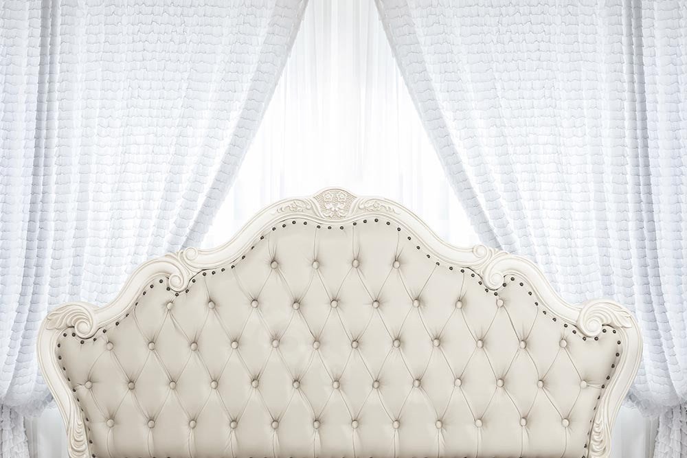 Kate Tête de lit Chambre Blanc Simple Rideau Toile de fond pour la photographie - Kate Backdrop FR