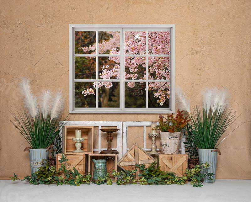 Kate Printemps intérieur fenêtre fleurs de cerisier Toile de fond Conçu par Emetselch