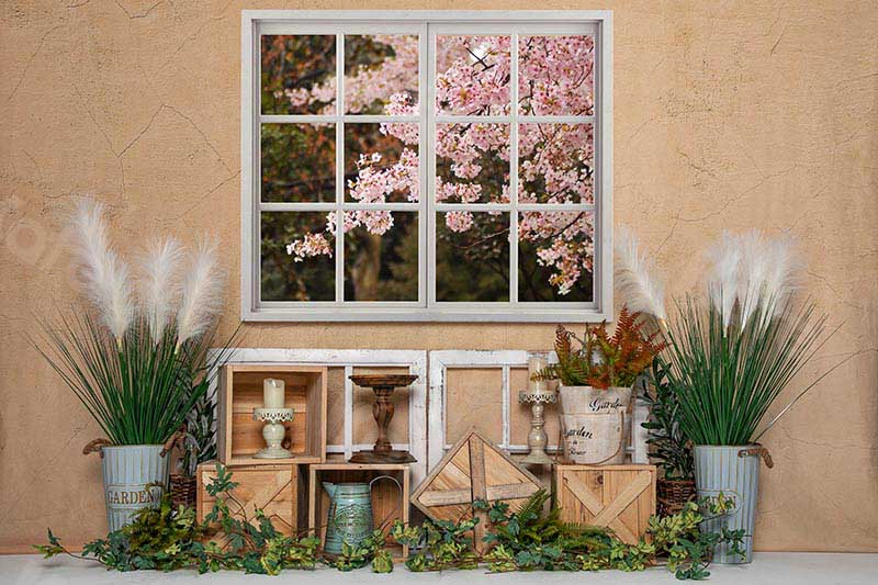 Kate Printemps intérieur fenêtre fleurs de cerisier Toile de fond Conçu par Emetselch