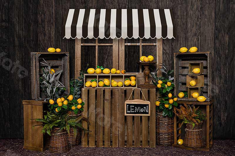Kate Mur en bois Stand de citron Été Toile de fond conçu par Emetselch - Kate Backdrop FR