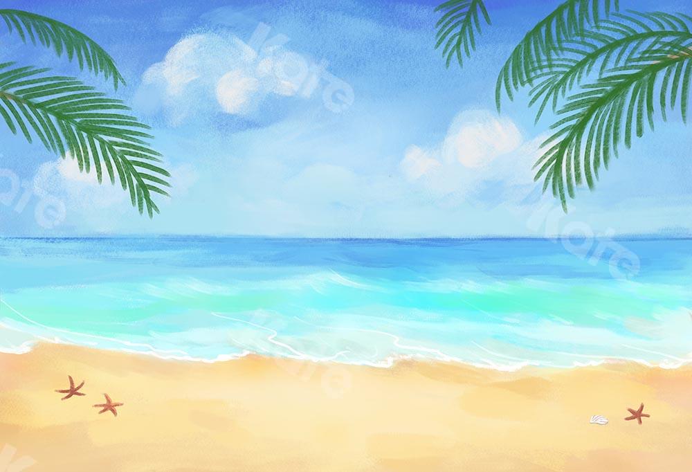 KateToile de fond de plage de style peint d'été conçue par GQ