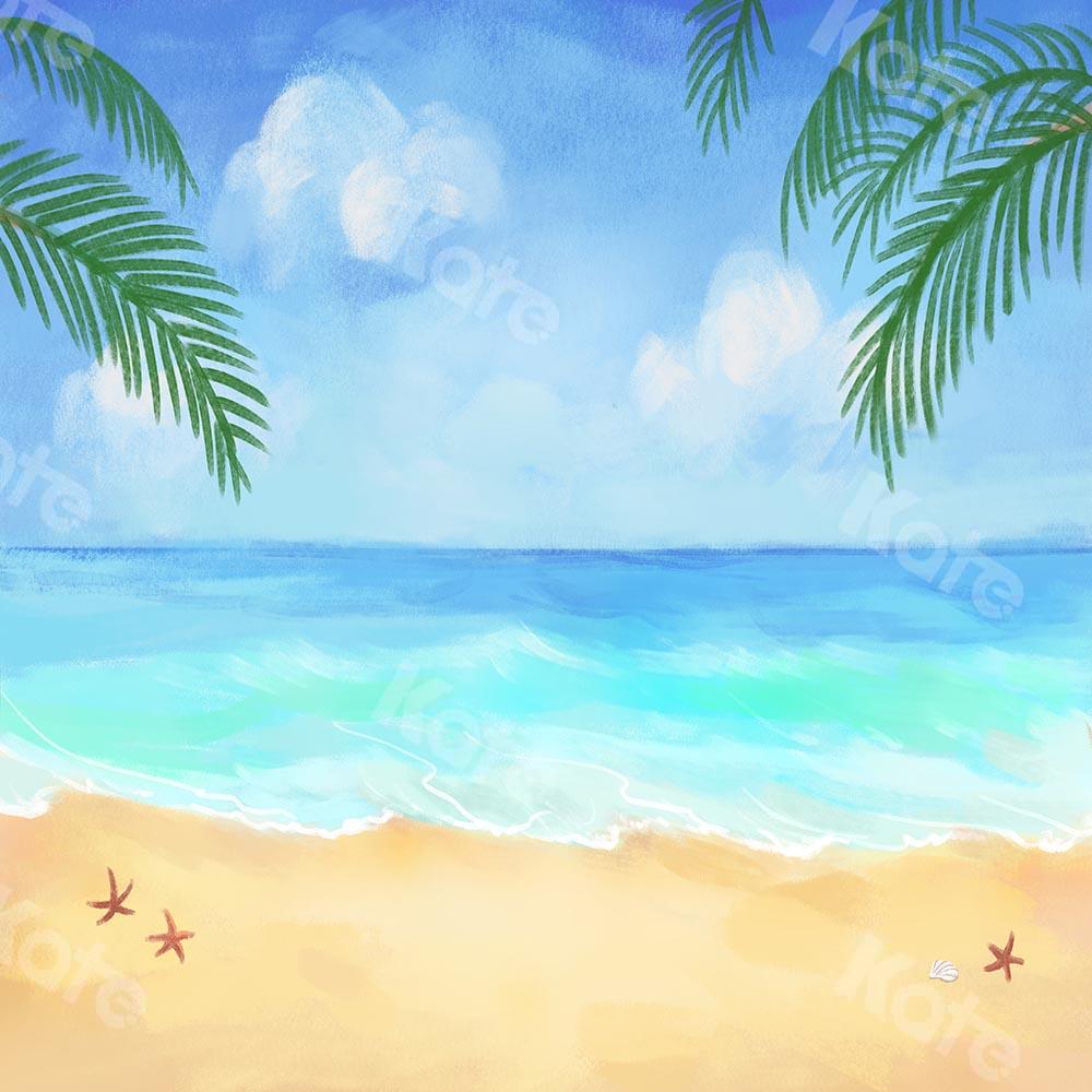 KateToile de fond de plage de style peint d'été conçue par GQ
