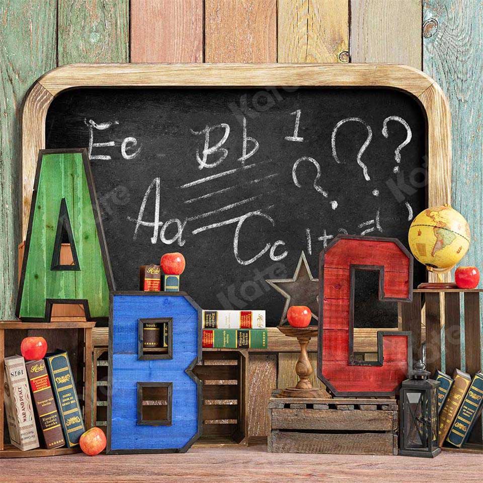 Kate Retour à l'école Été Tableau noir Coloré ABC Toile de fond conçu par Emetselch - Kate Backdrop FR