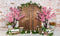 Kate Mur de brique Porte Bois Fleurs Pêche Printemps Toile de fond conçu par Emetselch - Kate Backdrop FR