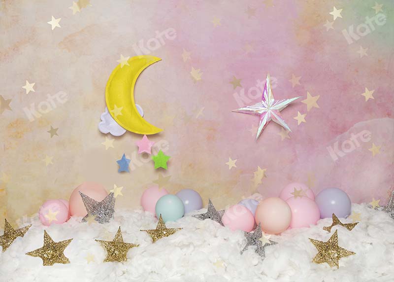 Kate Cake smash Étoiles Lune Enfant Rose Toile de fond conçue par Emetselch - Kate Backdrop FR