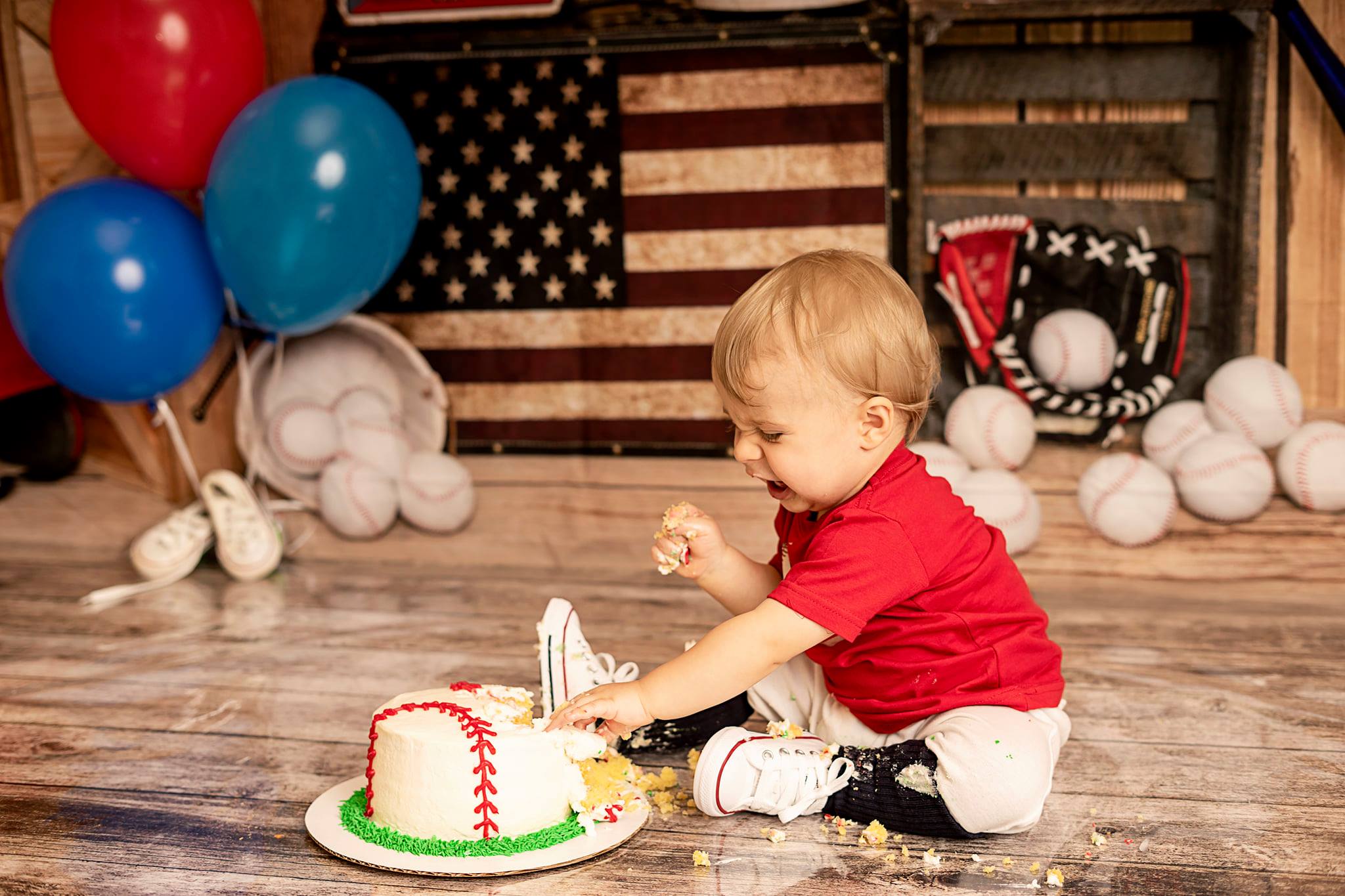 Kate 4 juillet US Baseball Cake Smash toile de fond conçu par Emetselch