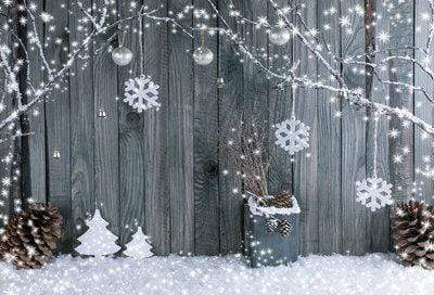 Katebackdrop£ºKate Christmas Gray Wood Background Snow Decoration Backdrop