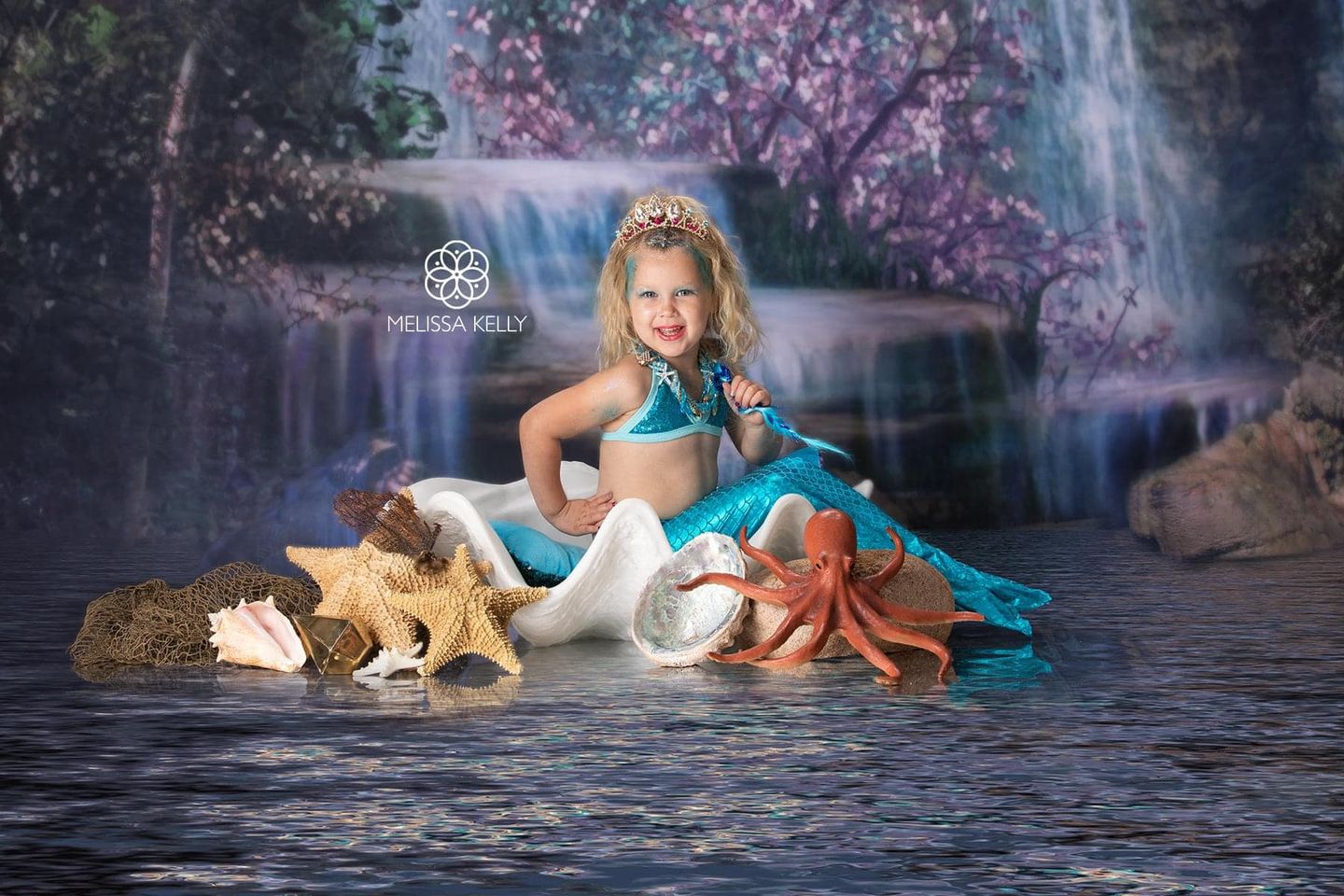 Kate Sirène Chute d'eau Printemps Été Pâques Toile de fond