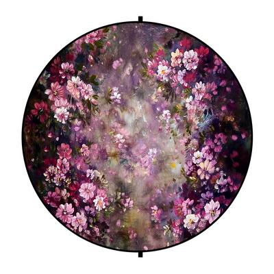 Kate Double-face Rond Bois Coloré/Abstrait Fleurs Violet Photographie Toile de fond Pliable 5x5pi(1.5x1.5m)