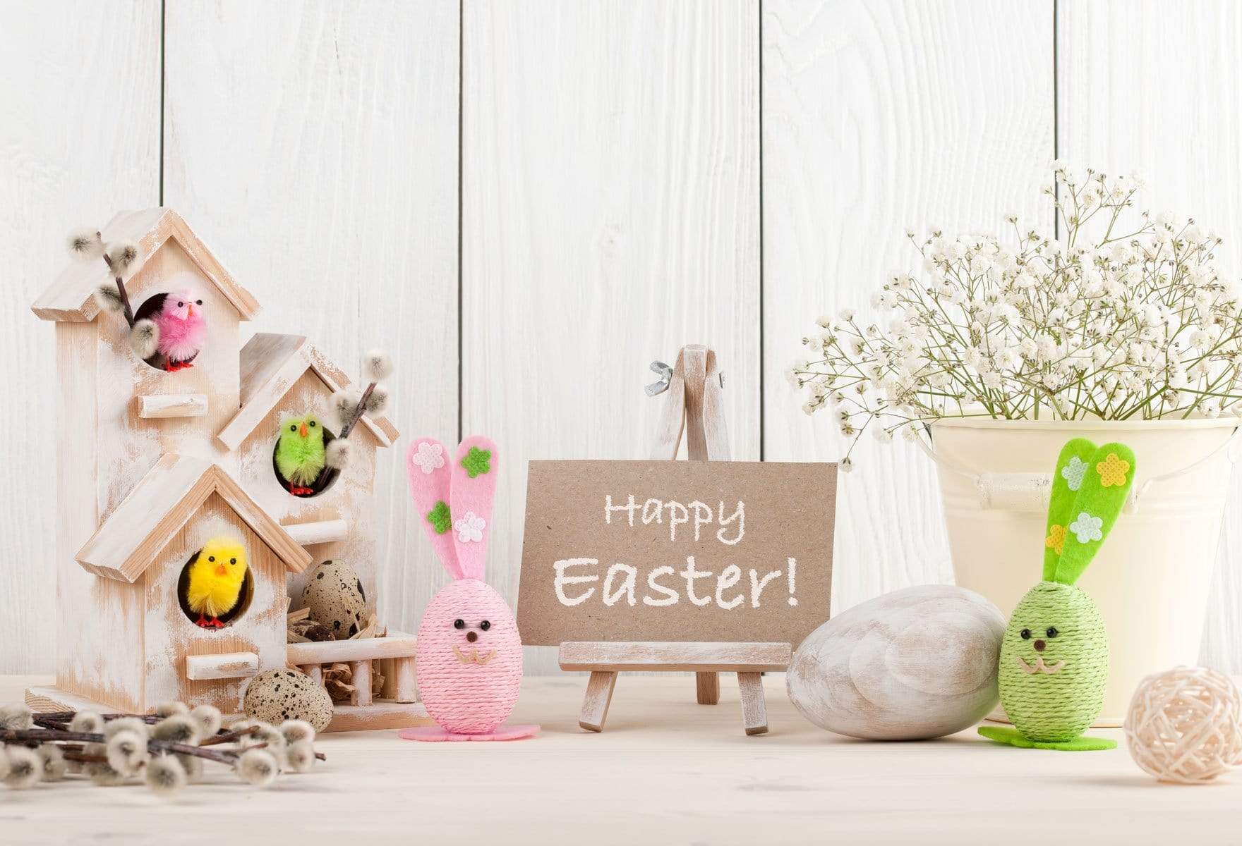 Katebackdrop£ºKate Spring Happy Easter White Wood Description Backdrop