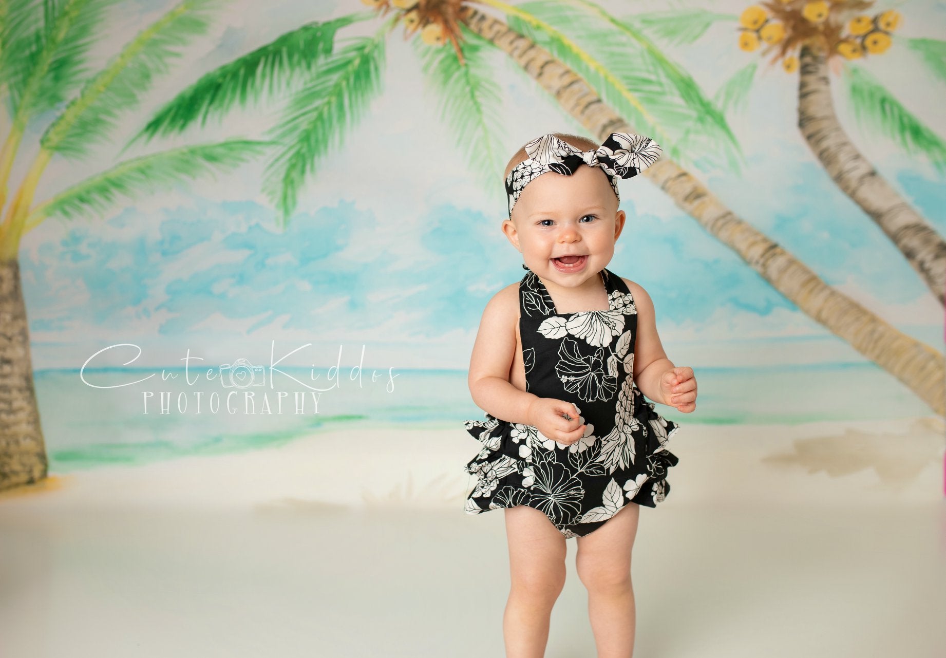 Kate Plage Été Cocotier Enfant Toile de fond conçue par Veronika Gant - Kate Backdrop FR