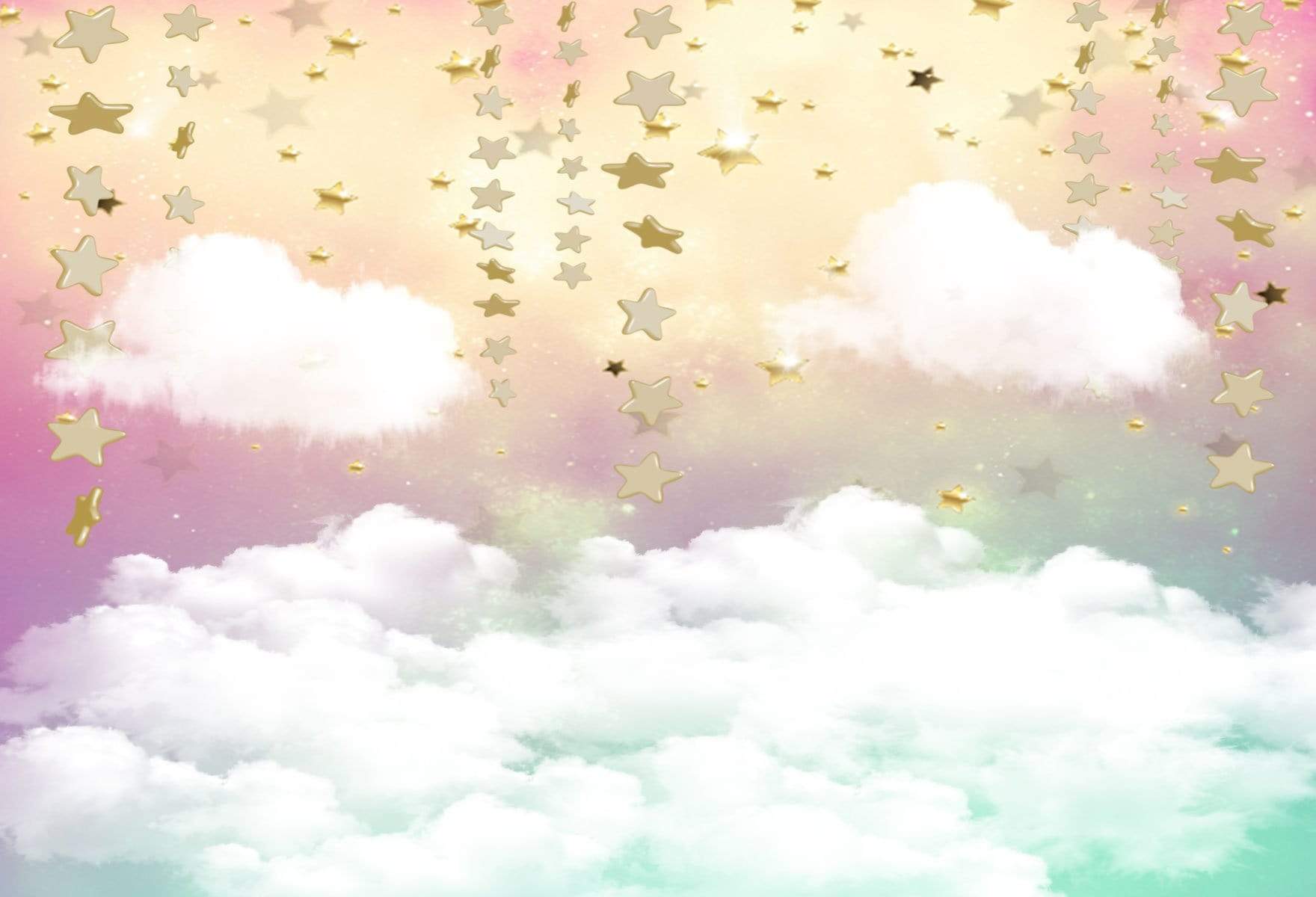 Katebackdrop£ºKate Twinkle Sky Cloud rainbow with the gold stars cake smash backdrop designed by Jerry_Sina