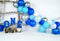Kate Bleu Bouleau Ballons 1er anniversaire Toile de fond conçue par Arica Kirby - Kate Backdrop FR