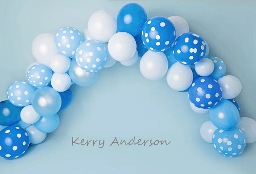 Katebackdrop鎷㈡綖Kate Blue and White Balloons Birthday Children Backdrop for Photography Designed by Kerry Anderson