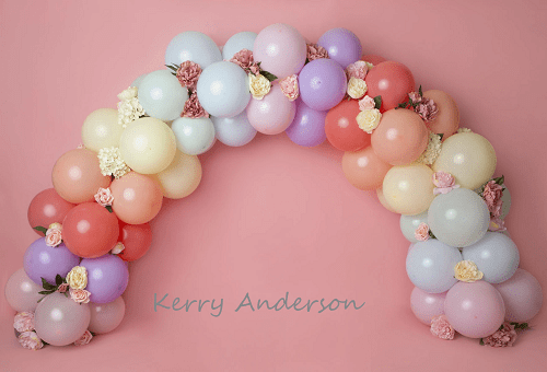 Katebackdrop£ºKate Rainbow Floral Balloons Birthday Children Backdrop for Photography Designed by Kerry Anderson