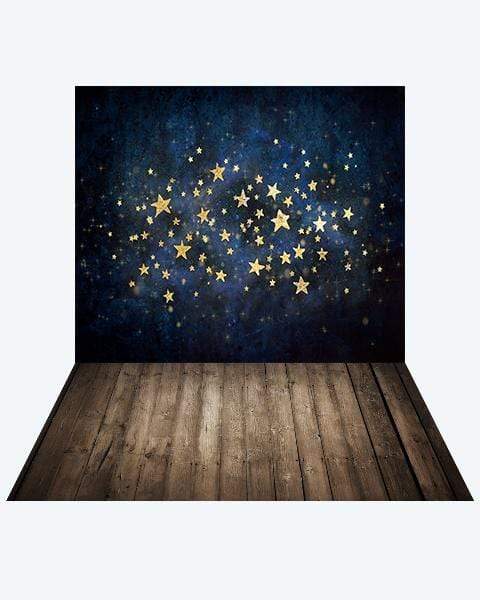 Katebackdrop隆锚oKate Night Sky with Gold Stars Children Backdrop Designed by Mandy Ringe Photography + Dark Wood Rubber Floor Mat