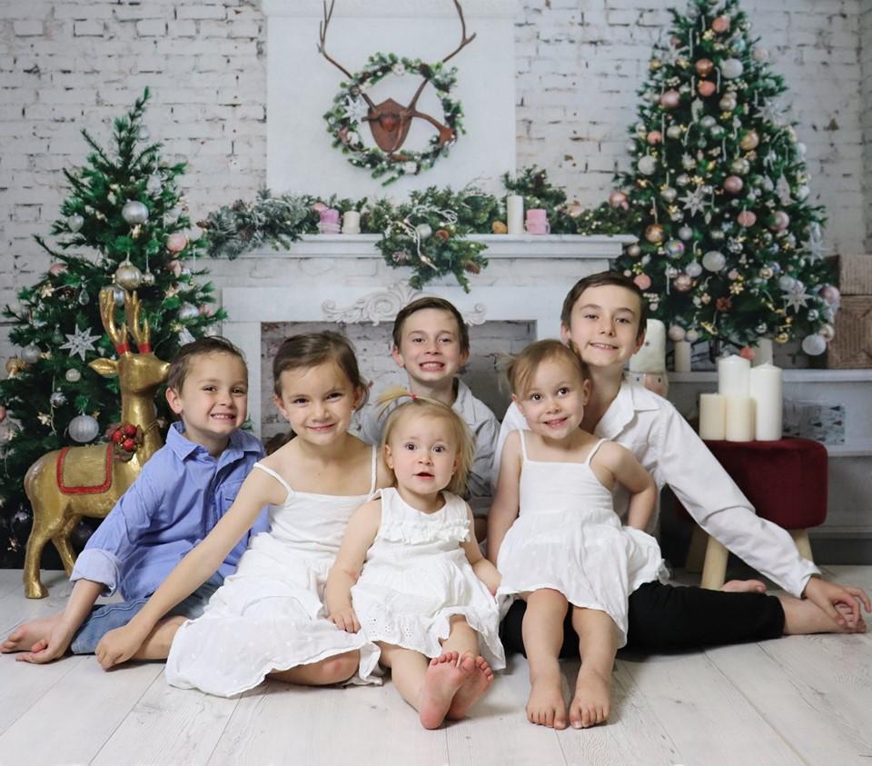 Katebackdrop£ºKate Christmas Tree with Fireplace White Brick Wall Warmful Backdrop for Photography
