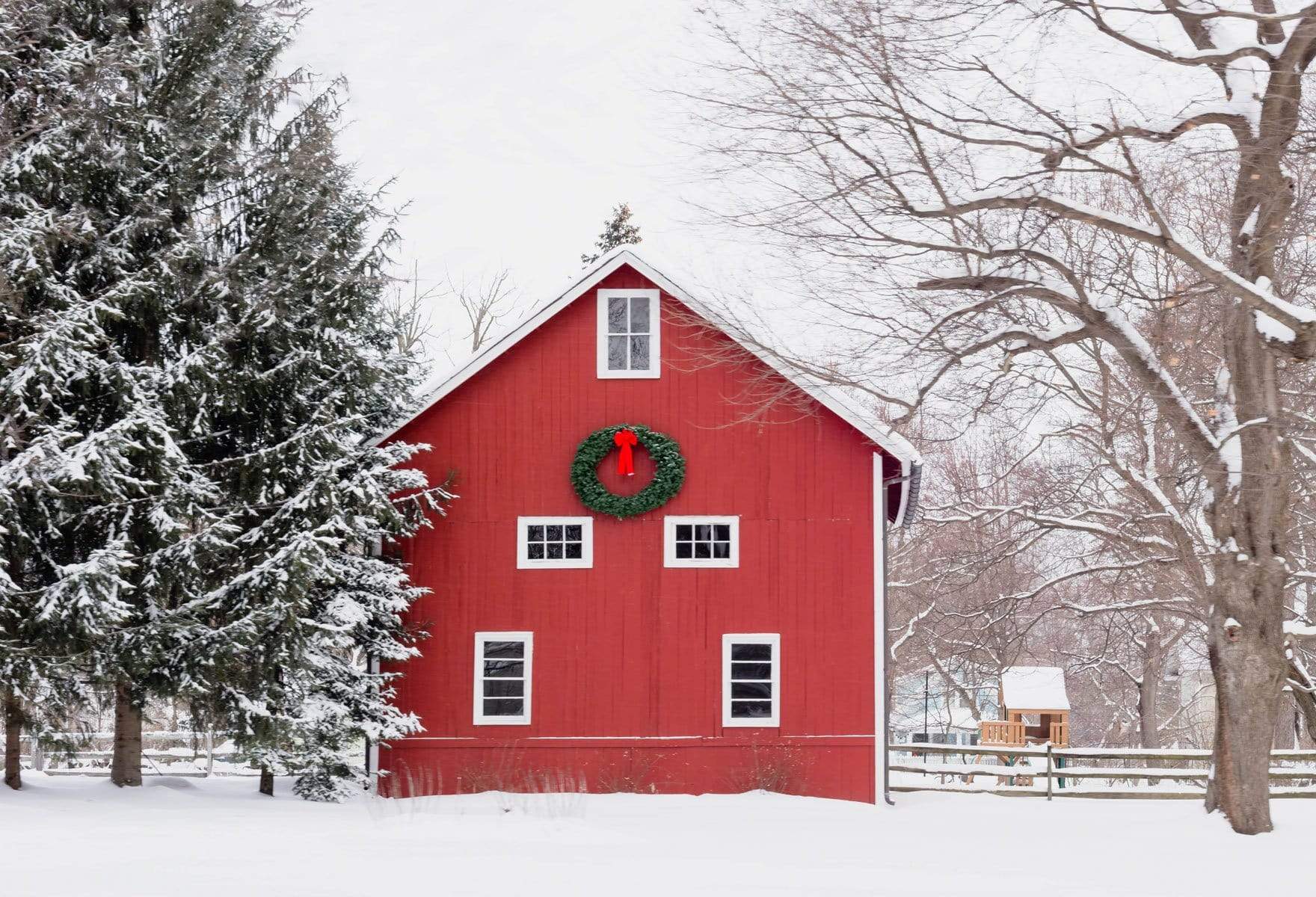 Katebackdrop£ºKate Christmas Winter Red House Backdrop for Photography