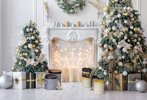 Katebackdrop£ºKate Christmas White Room Pinetrees Gifts Decoration Backdrop for Photography