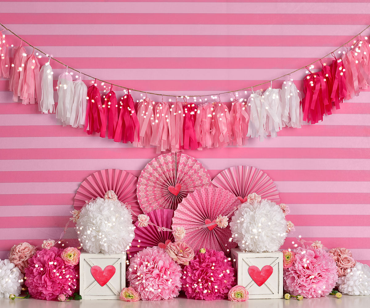 Kate Saint-Valentin Coeurs Rayures Rose Toile de fond conçue par Mandy Ringe Photographie