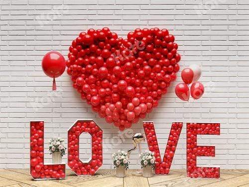 Katebackdrop£ºKate La Saint-Valentin Love Balloons White Wall Backdrop for Photography