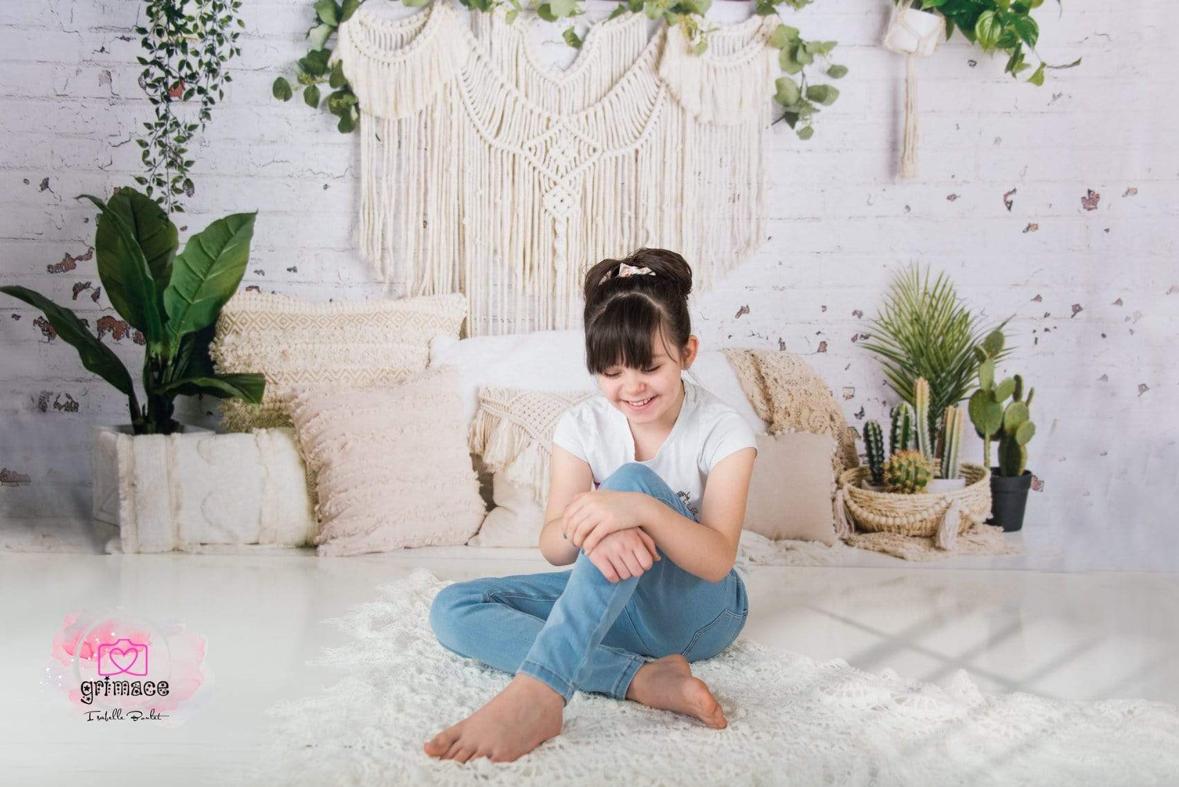 Katebackdrop鎷㈡綖Kate Boho Macrame Floor Pillows with Plants Spring Backdrop Designed By Mandy Ringe Photography