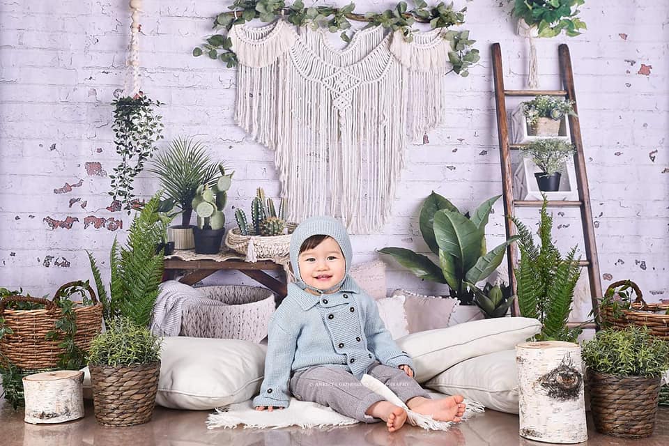 Kate Printemps Boho Macramé Chambre Toile de fond conçu par Mandy Ringe photographie - Kate Backdrop FR