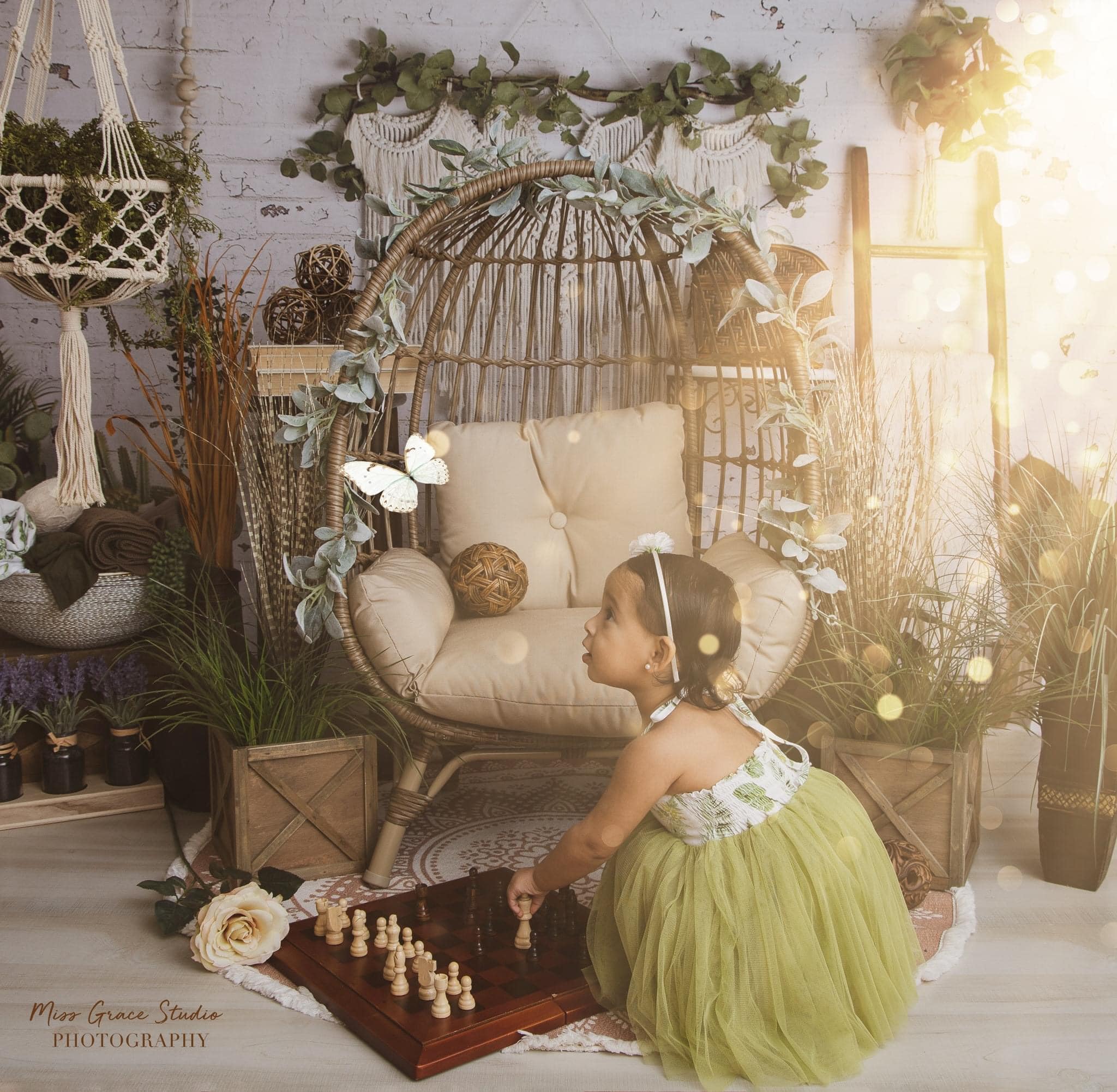 Kate Printemps Boho Macramé Chambre Toile de fond conçu par Mandy Ringe photographie - Kate Backdrop FR
