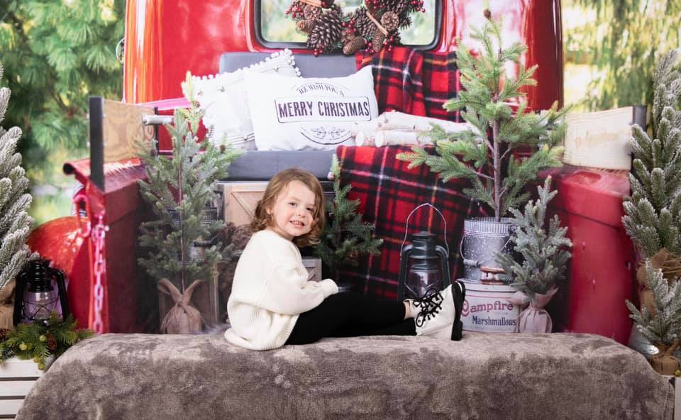Kate Camion Noël Rouge Plante Toile de fond conçue par Mandy Ringe - Kate Backdrop FR