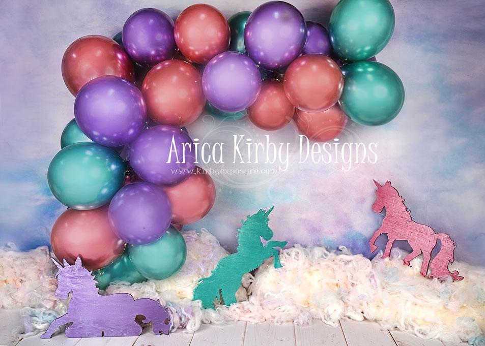 Kate Ballons Licorne Cake smash Enfant Toile de fond conçue par Arica Kirby