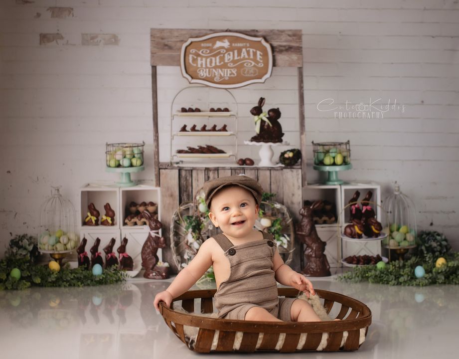 Kate Lapins en chocolat Pâques Oeufs Toile de fond conçue par Mandy Ringe Photography - Kate Backdrop FR