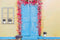 Kate Porte en bois Bleu Mur Jaune Roses Studio Toile de fond pour la photographe - Kate Backdrop FR