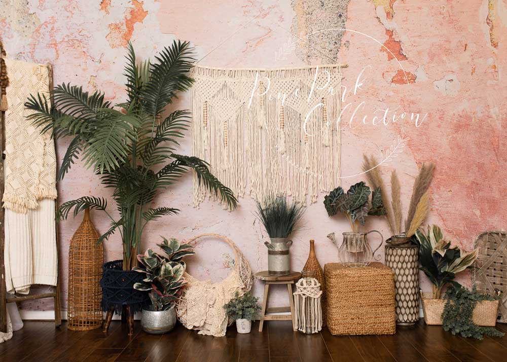Kate Été Boho Fête des mères Mur Rose Toile de fond conçue par Pine Park Collection - Kate Backdrop FR