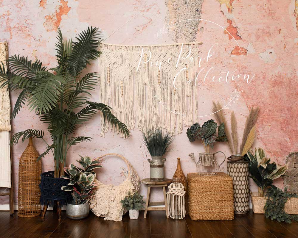 Kate Été Boho Fête des mères Mur Rose Toile de fond conçue par Pine Park Collection - Kate Backdrop FR